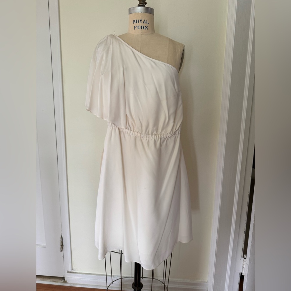 100% Silk Made in NYC One Shoulder Goddess Mini Dress